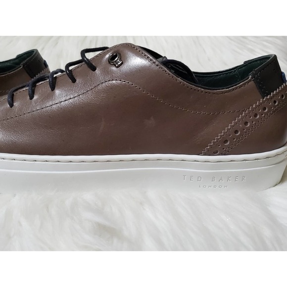 NIB Ted Baker London Leather Sneakers - Brown Size 7 - Picture 5 of 9